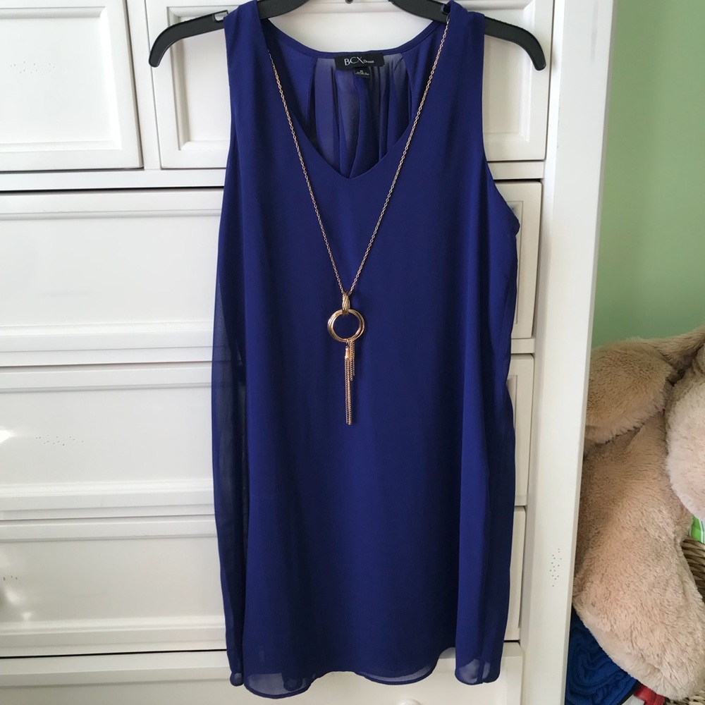 Royal blue dress with necklace!